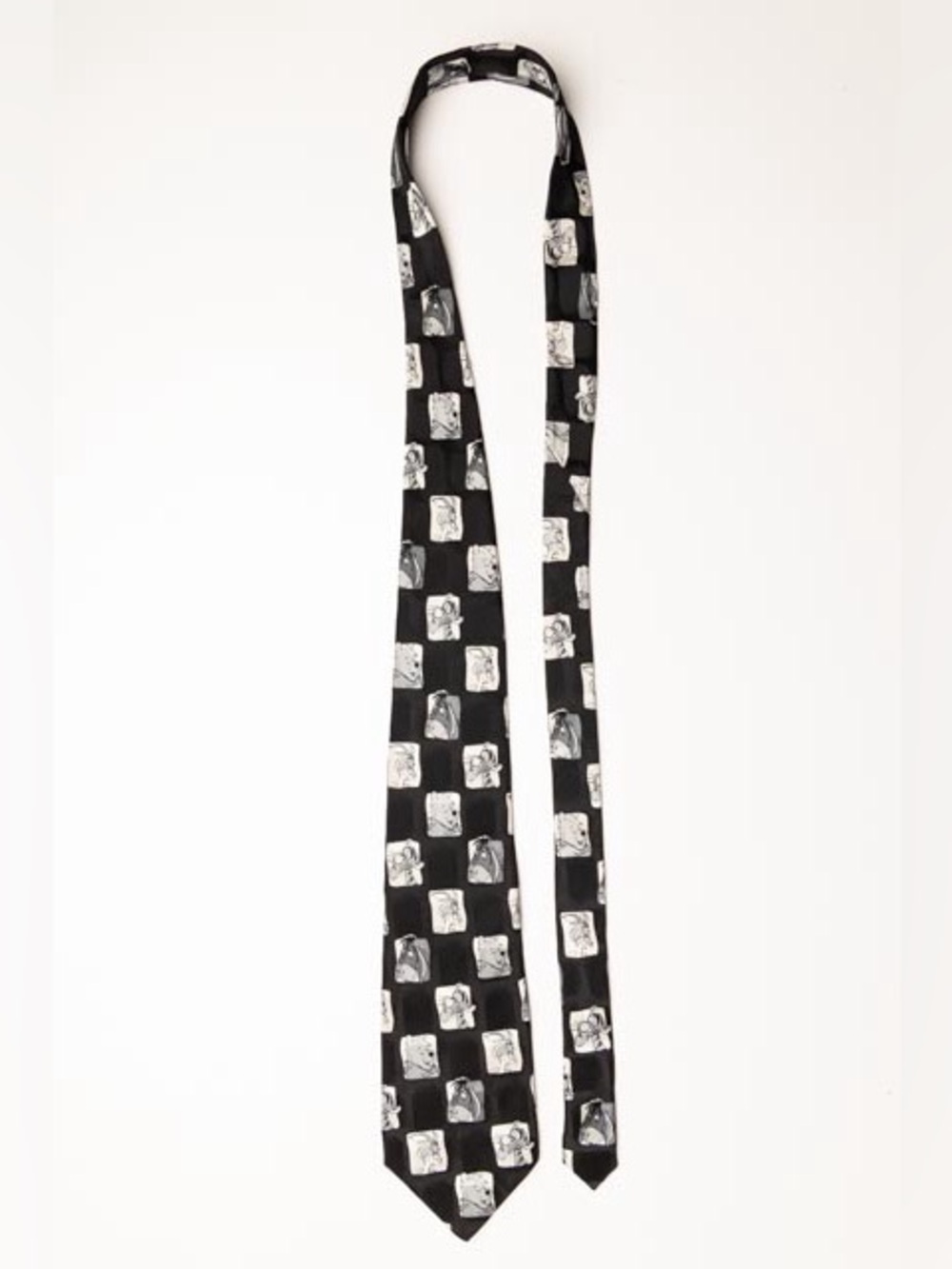 Vintage 90s Black & White Winnie the Pooh Tie